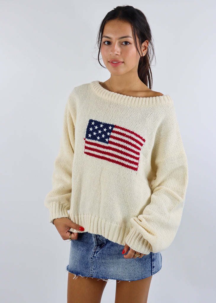 American Flag Sweater ★ Cream