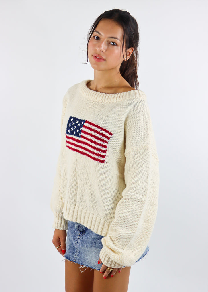 American Flag Sweater ★ Cream