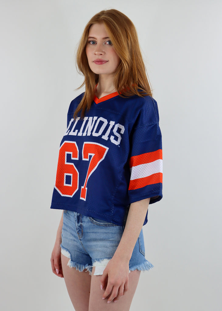 University Of Illinois Cropped Football Jersey ★ Navy