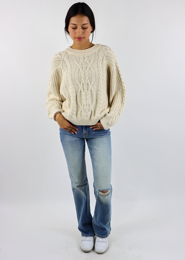 Free People Frankie Cable Knit Sweater ★ Ivory