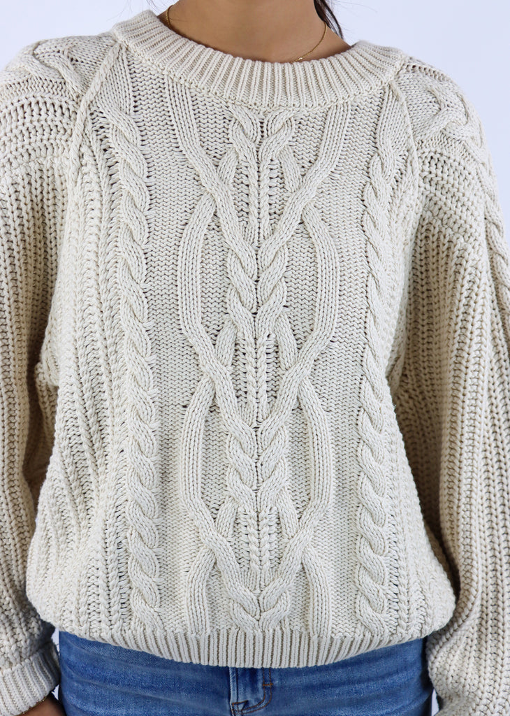 Free People Frankie Cable Knit Sweater ★ Ivory