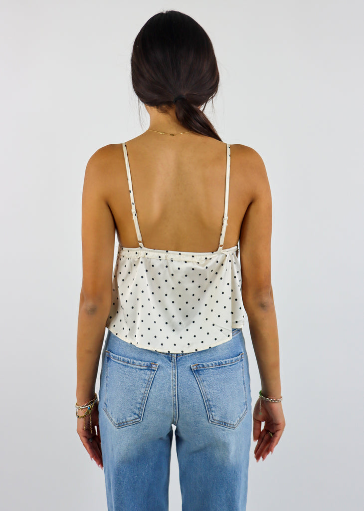 Daydreaming Top ★ Ivory Black Polka Dot