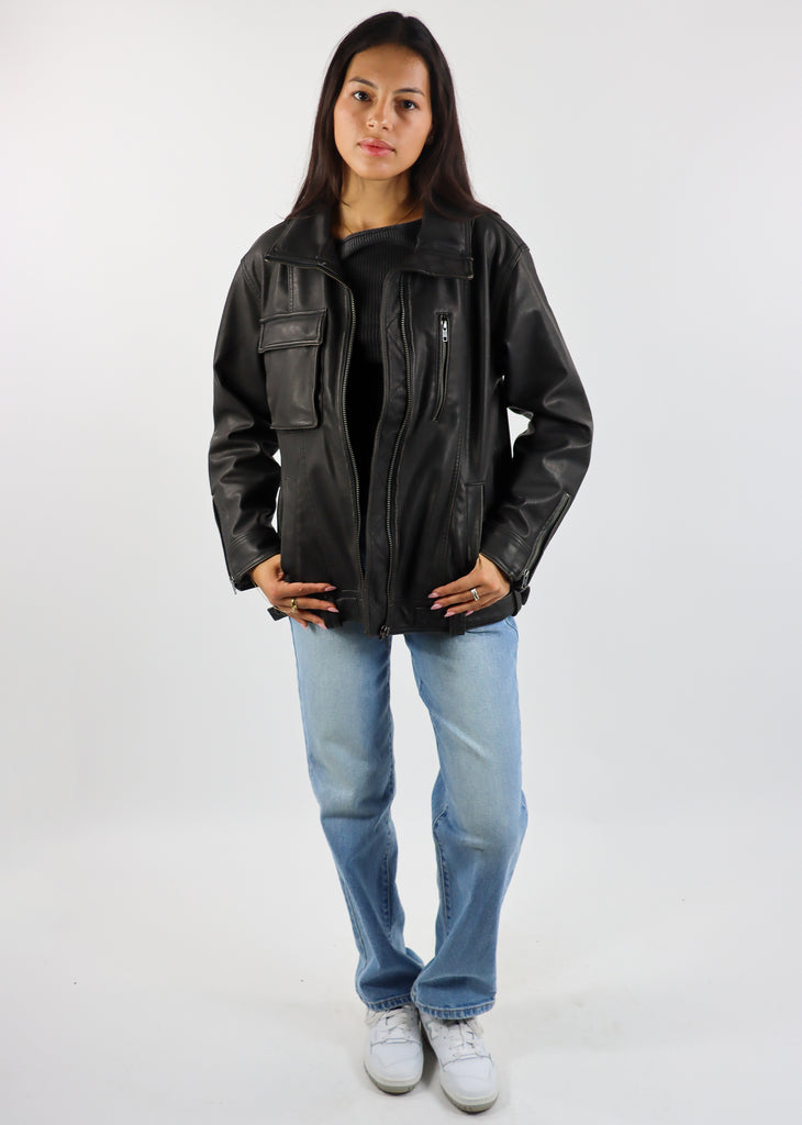 Free People Buckle-Up Vegan Leather Jacket ★ Black