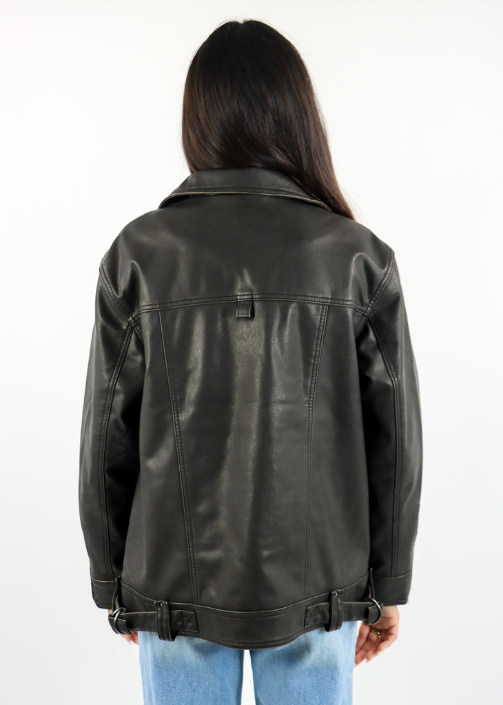 Free People Buckle-Up Vegan Leather Jacket ★ Black