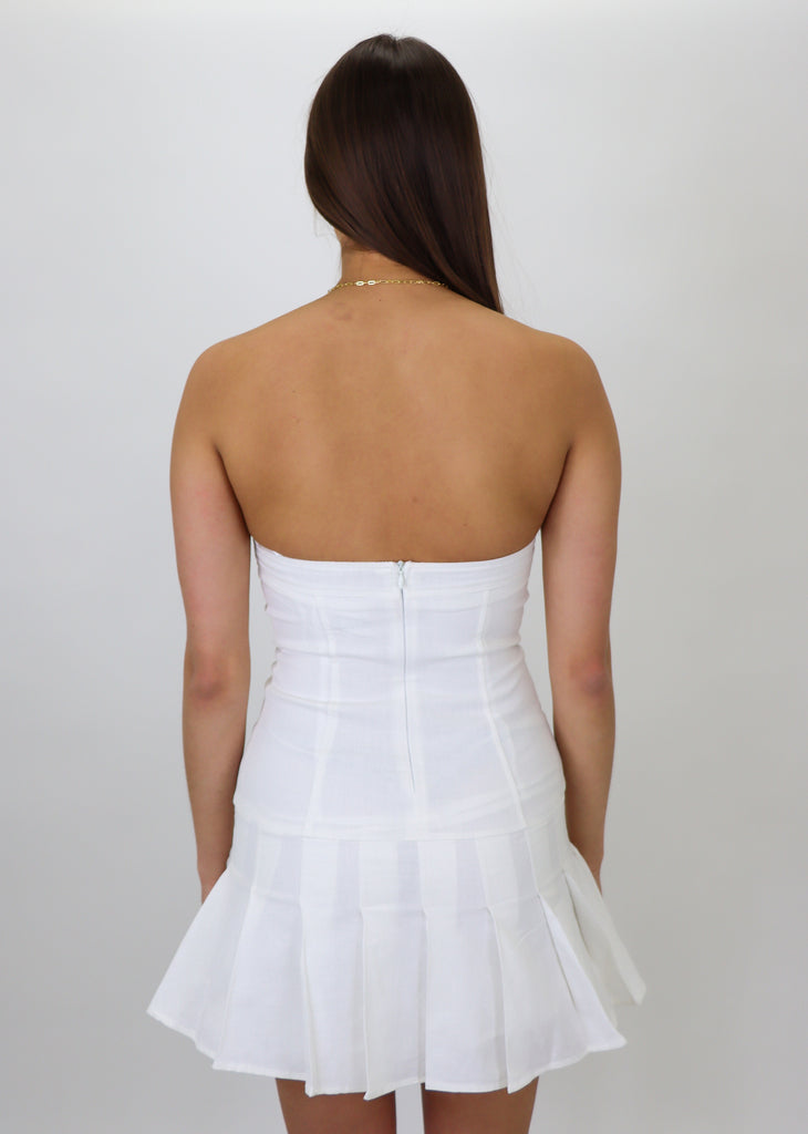 strapless corset pleated skirt detail mini dress - Rock N Rags