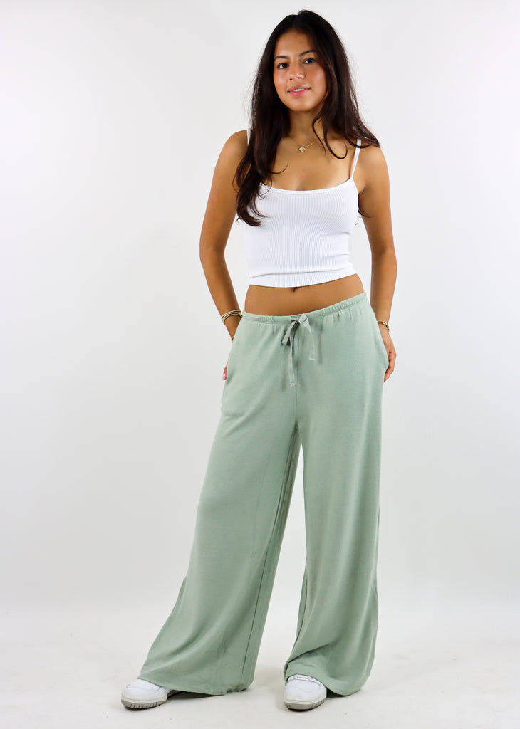 Sweet Escape Wide Leg Sweatpants  ★ Sage Green