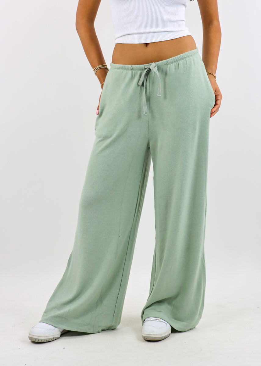 Sweet Escape Wide Leg Sweatpants ★ Sage Green – Rock N Rags