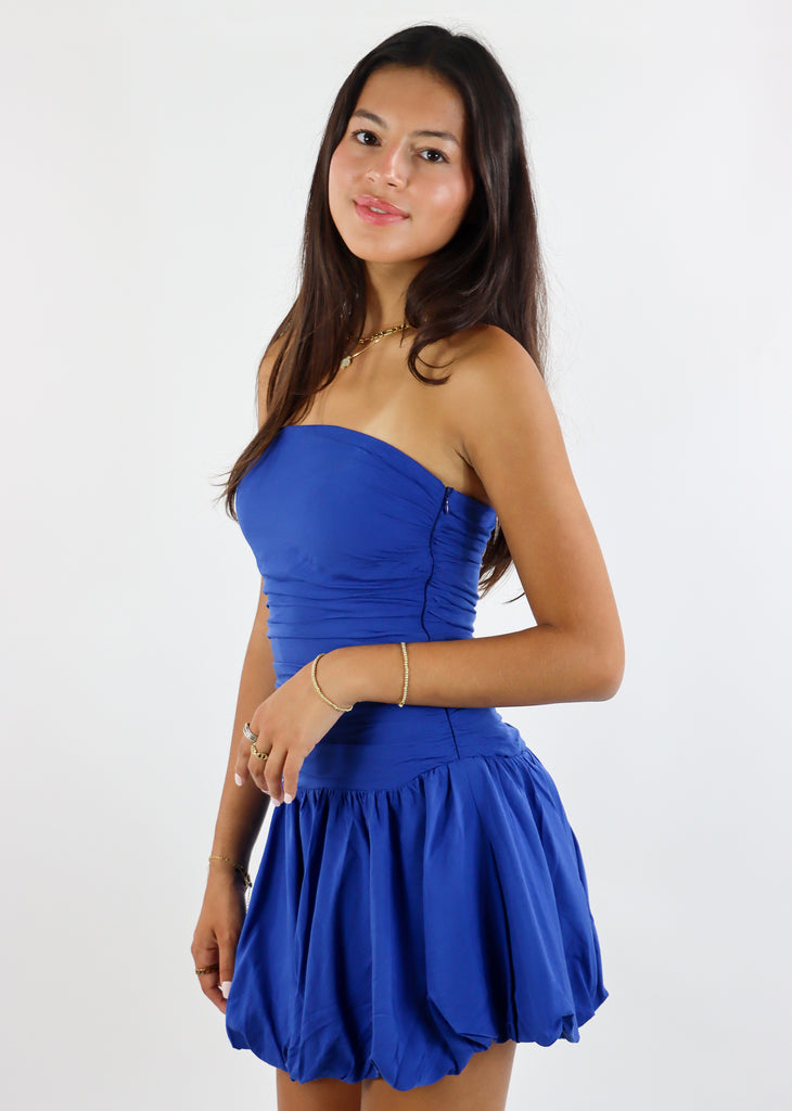 Turning Heads Strapless Dress ★ Cobalt