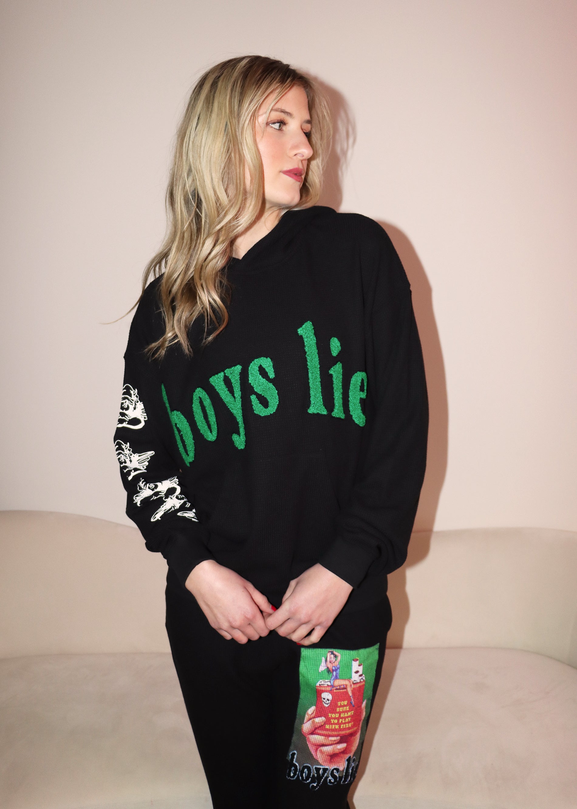 Boys lie black hoodie new arrivals