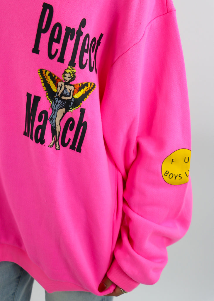 Boys Lie Perfect Match Crewneck ★ Neon Pink