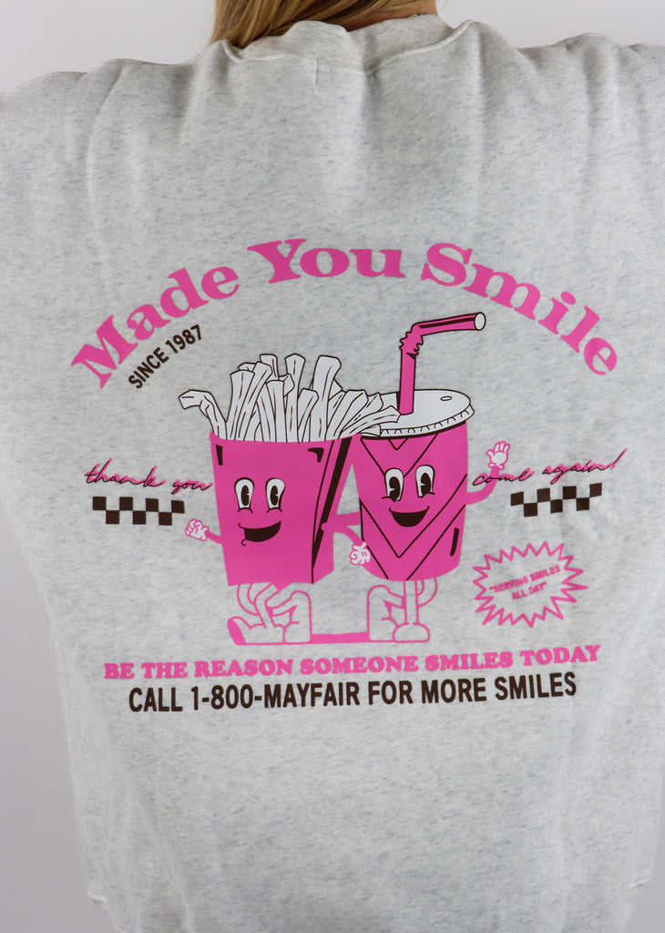 Mayfair Make You Smile Crewneck ★ Heather Grey