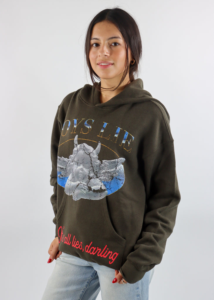 Boys Lie Here Lies Racer Hoodie ★ Brown