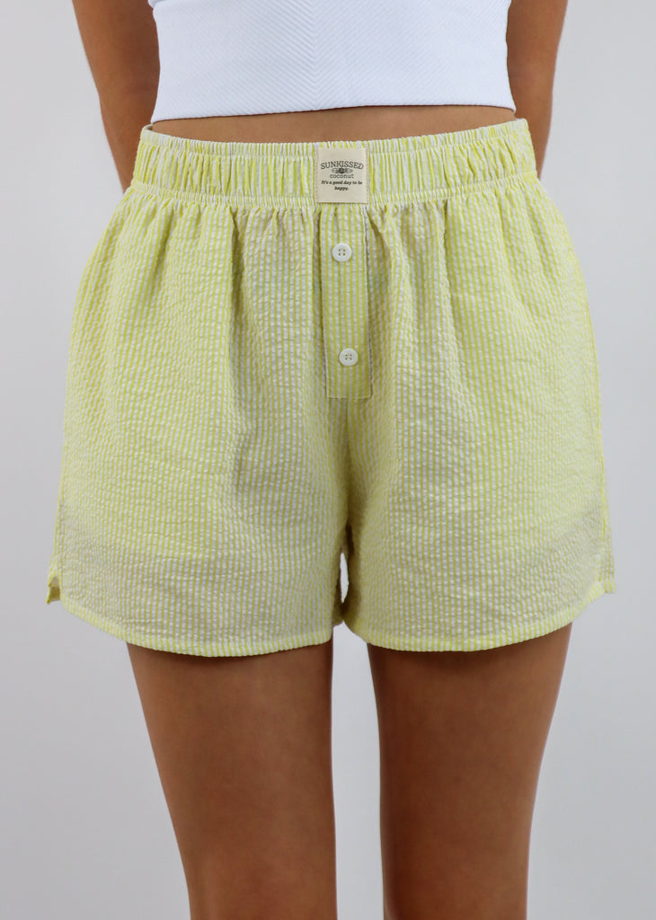 I'll Be Fine Seersucker Boxer Shorts ★ Yellow