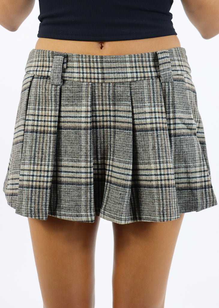 Sweet Day Mini Skort ★ Brown Black Plaid