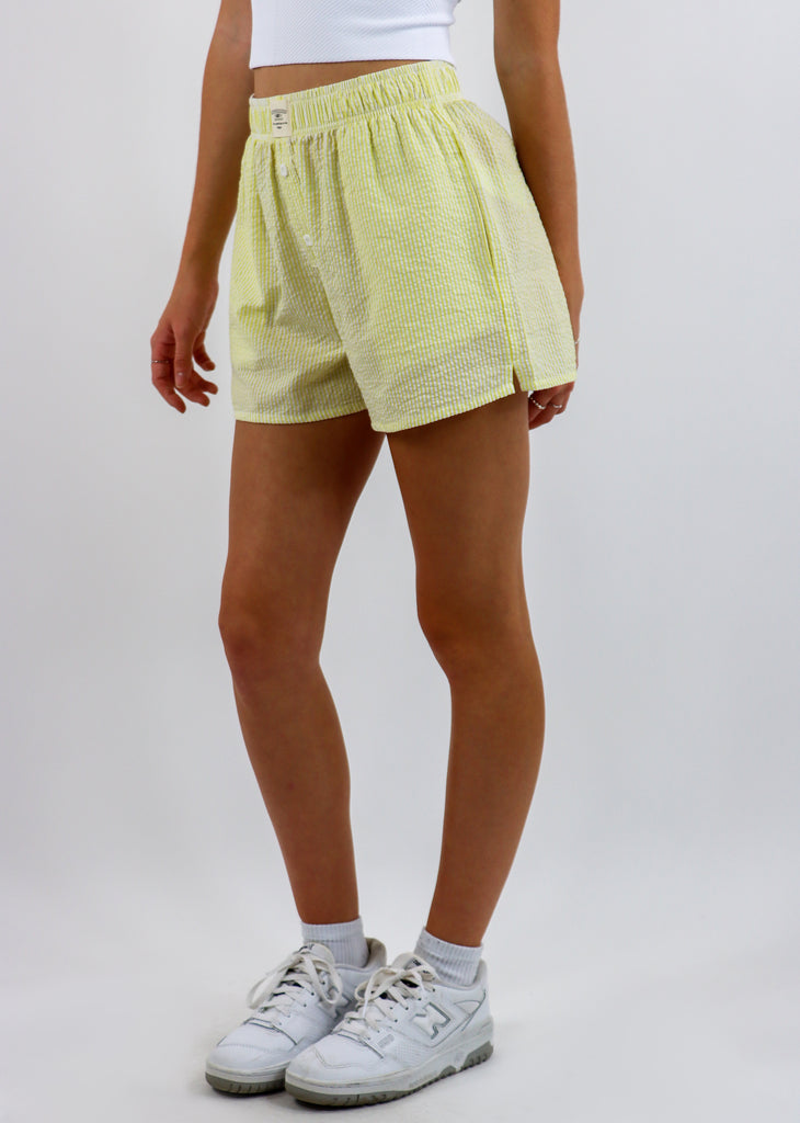 I'll Be Fine Seersucker Boxer Shorts ★ Yellow