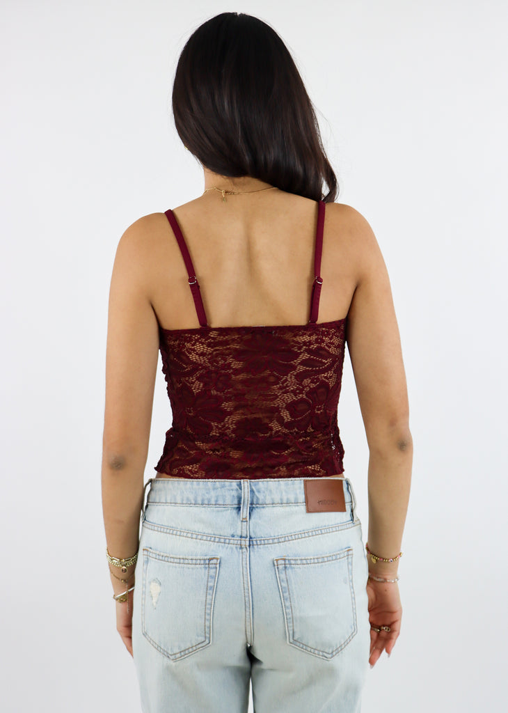 Floral Dreams Lace Cami Top ★ Burgundy