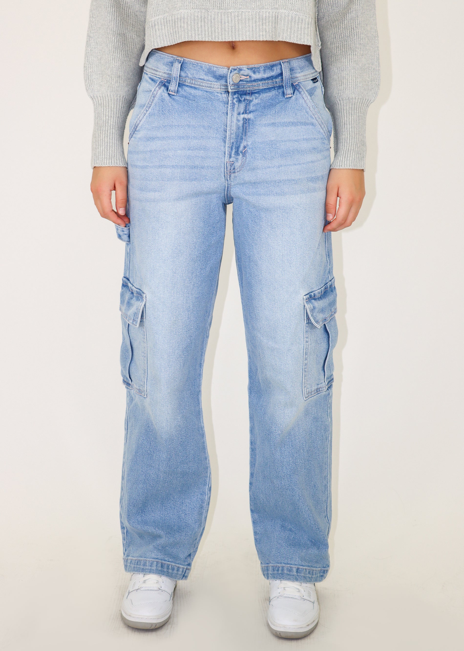 Energy Low Rise Cargo Jeans ★ Light Wash - Main Image