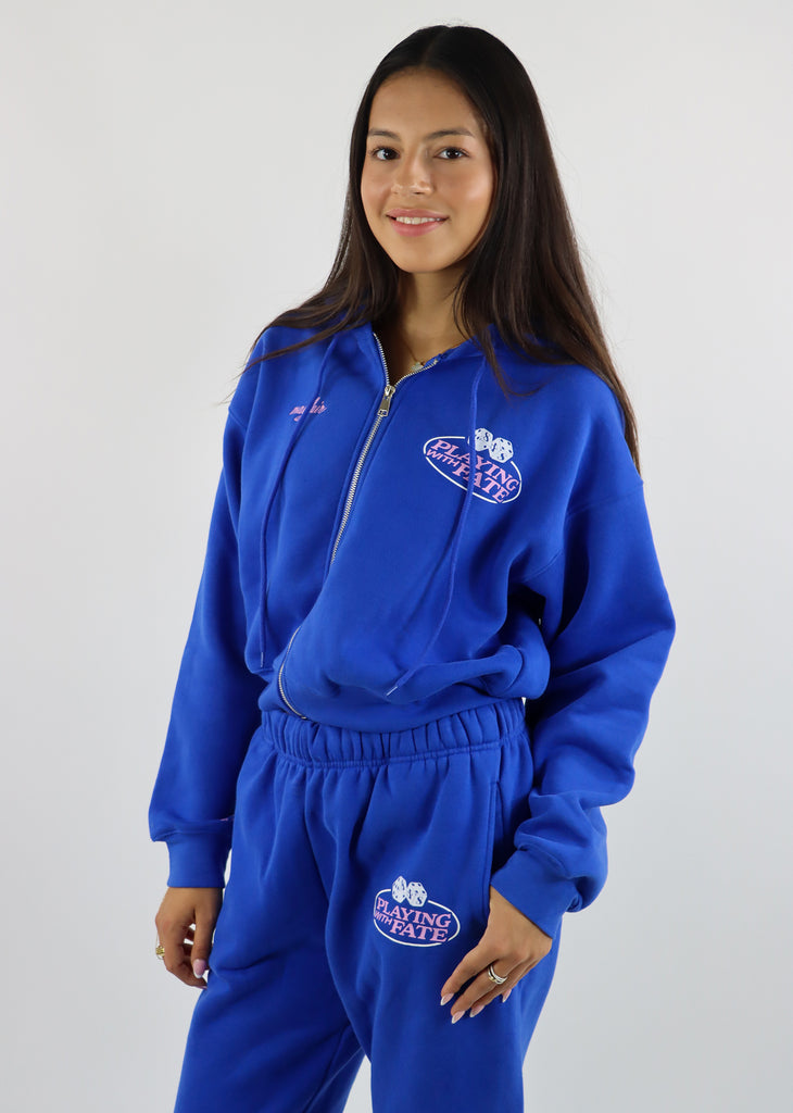 Mayfair Playing With Fate Fitted Zip-Up Hoodie ★ Cobalt Blue