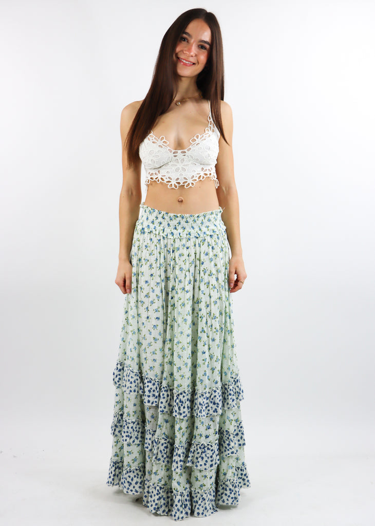 Free People Brynn Printed Maxi Skirt ★ Blue Floral
