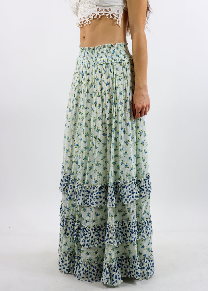 Free People Brynn Printed Maxi Skirt ★ Blue Floral