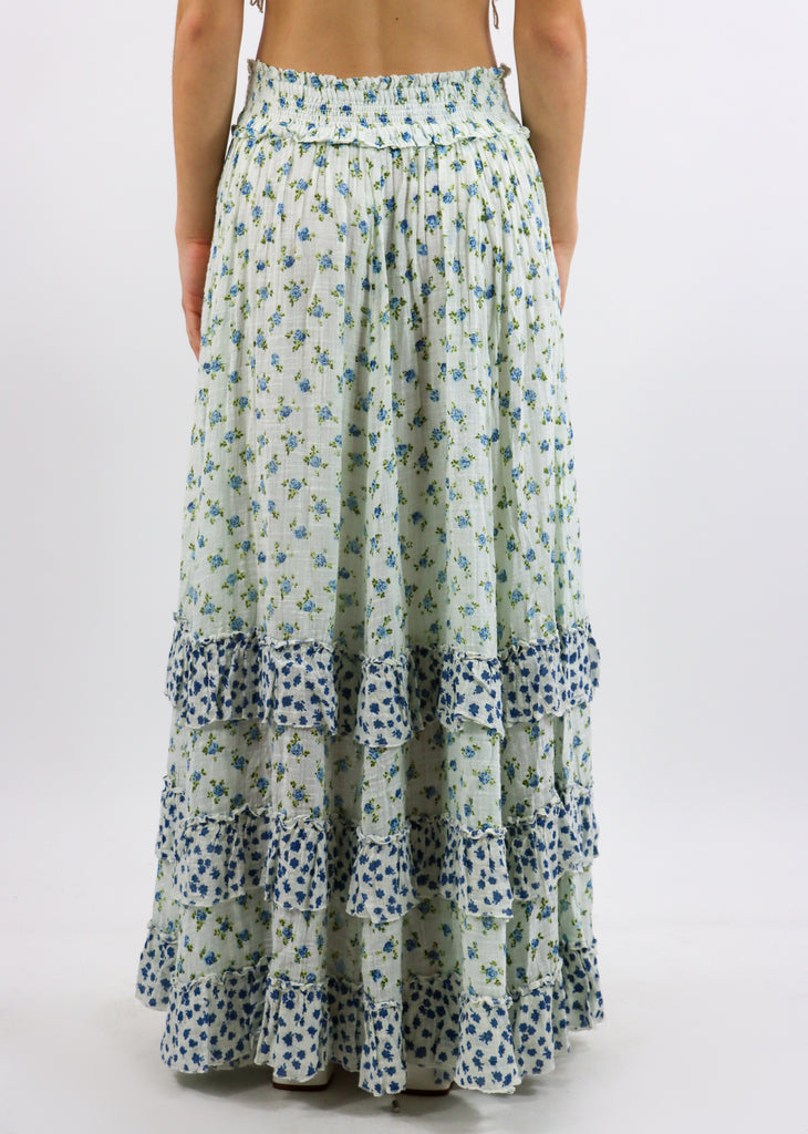 Free People Brynn Printed Maxi Skirt ★ Blue Floral