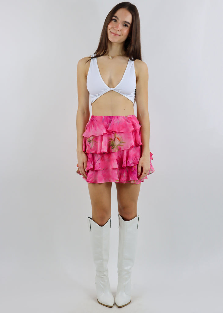 Lean On Ruffle Mini Skirt ★ Pink Floral