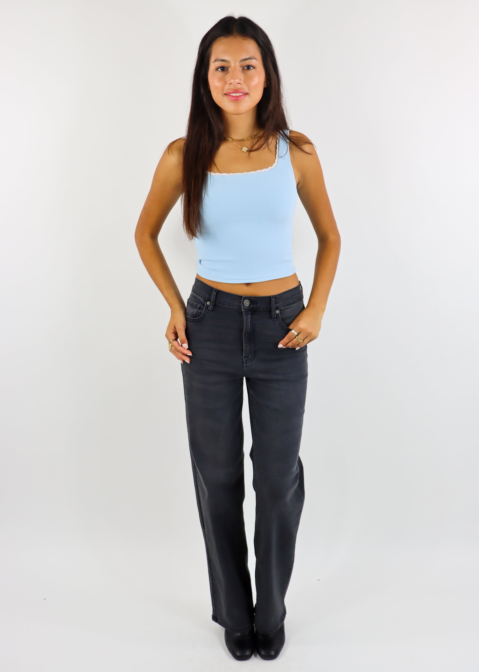 Rock N Rags Do It All Lace Tank ★ Baby Blue