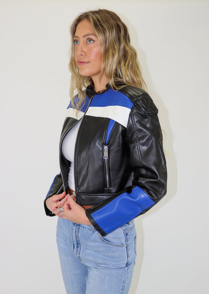 Lioness Nueve Leather Jacket ★ Black & Blue