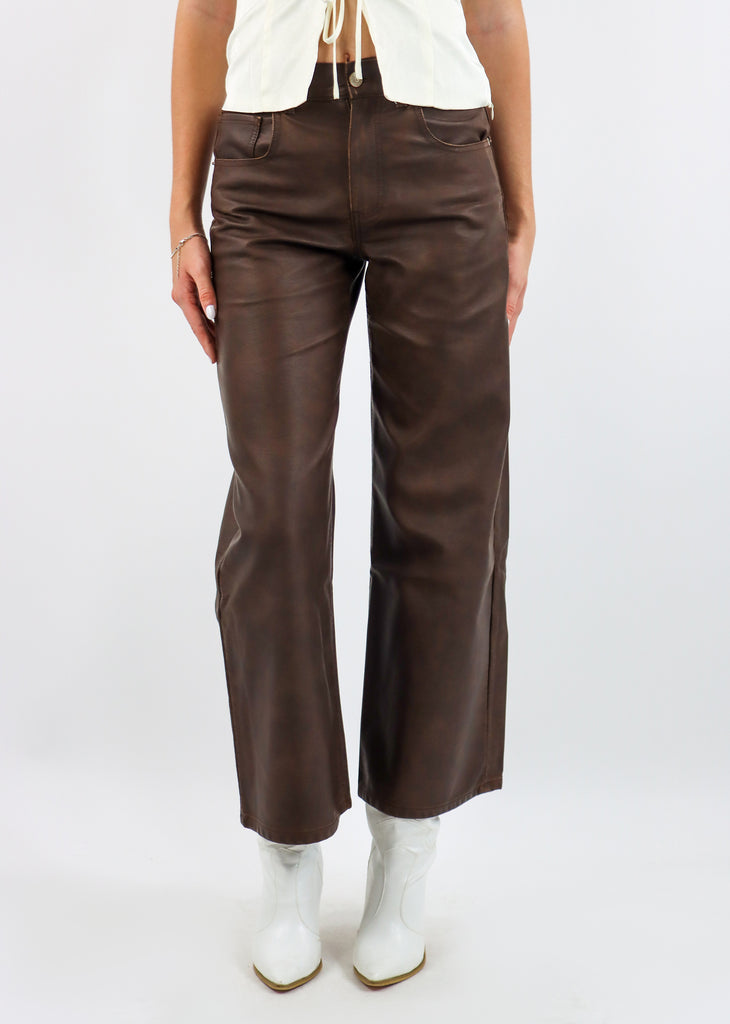 Free People Misha Vegan Leather Pants ★ Brown