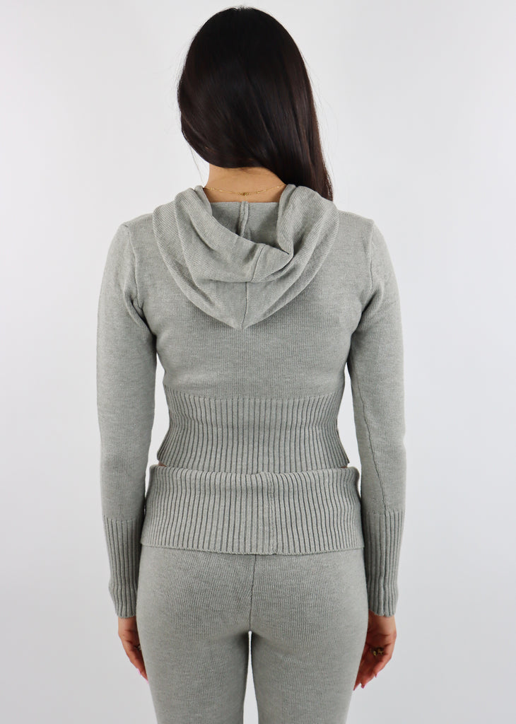 Piece Of Me Knit Zip Up Hoodie ★ Grey