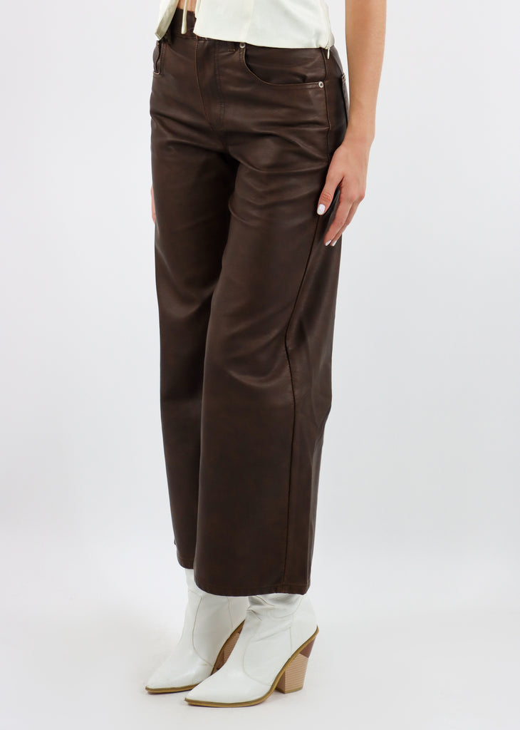 Free People Misha Vegan Leather Pants ★ Brown