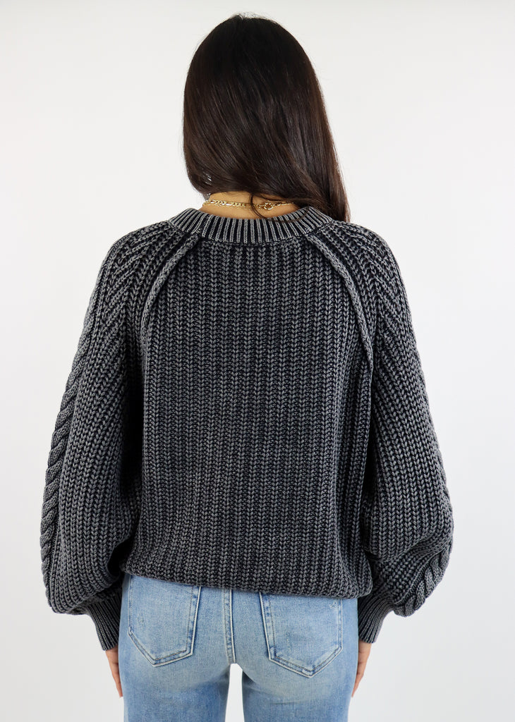 Free People Frankie Cable Knit Sweater ★ Vintage Black