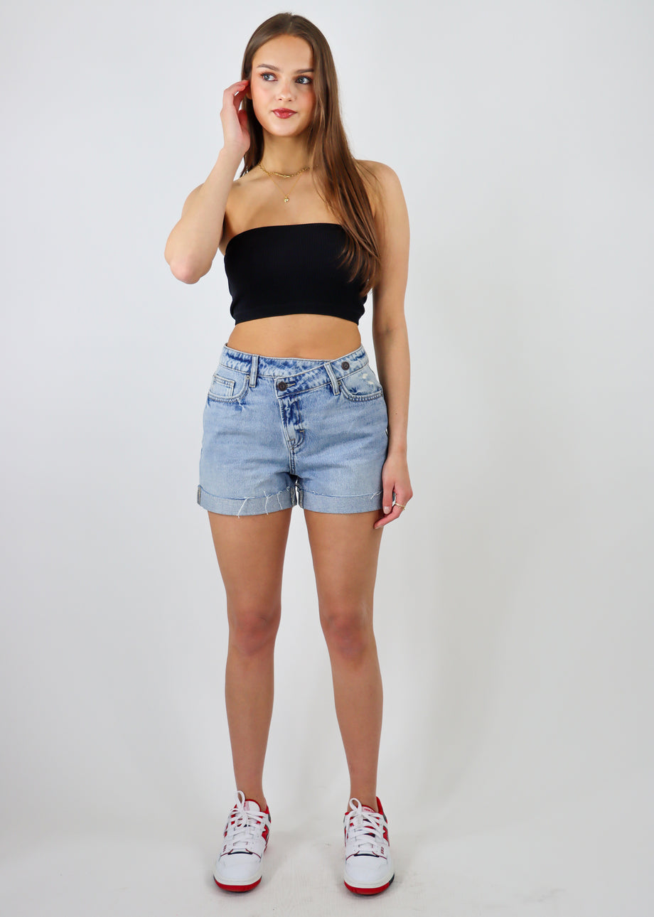 Criss Cross Denim Shorts ☆ Light Wash – Rock N Rags