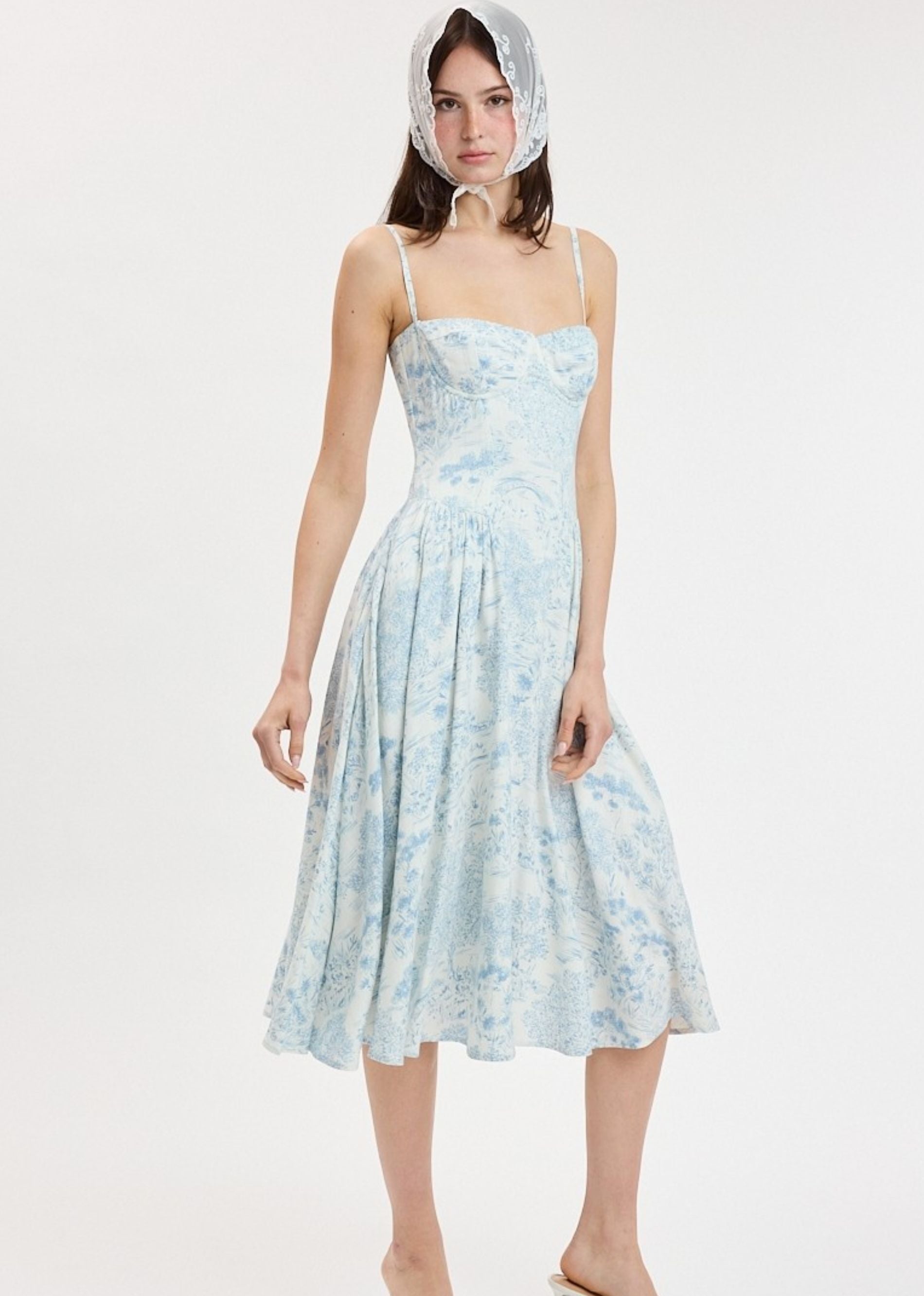 Daydreaming Flare Midi Dress Blue Floral Medium Daydreaming Flare Midi Dress Blue Floral Medium