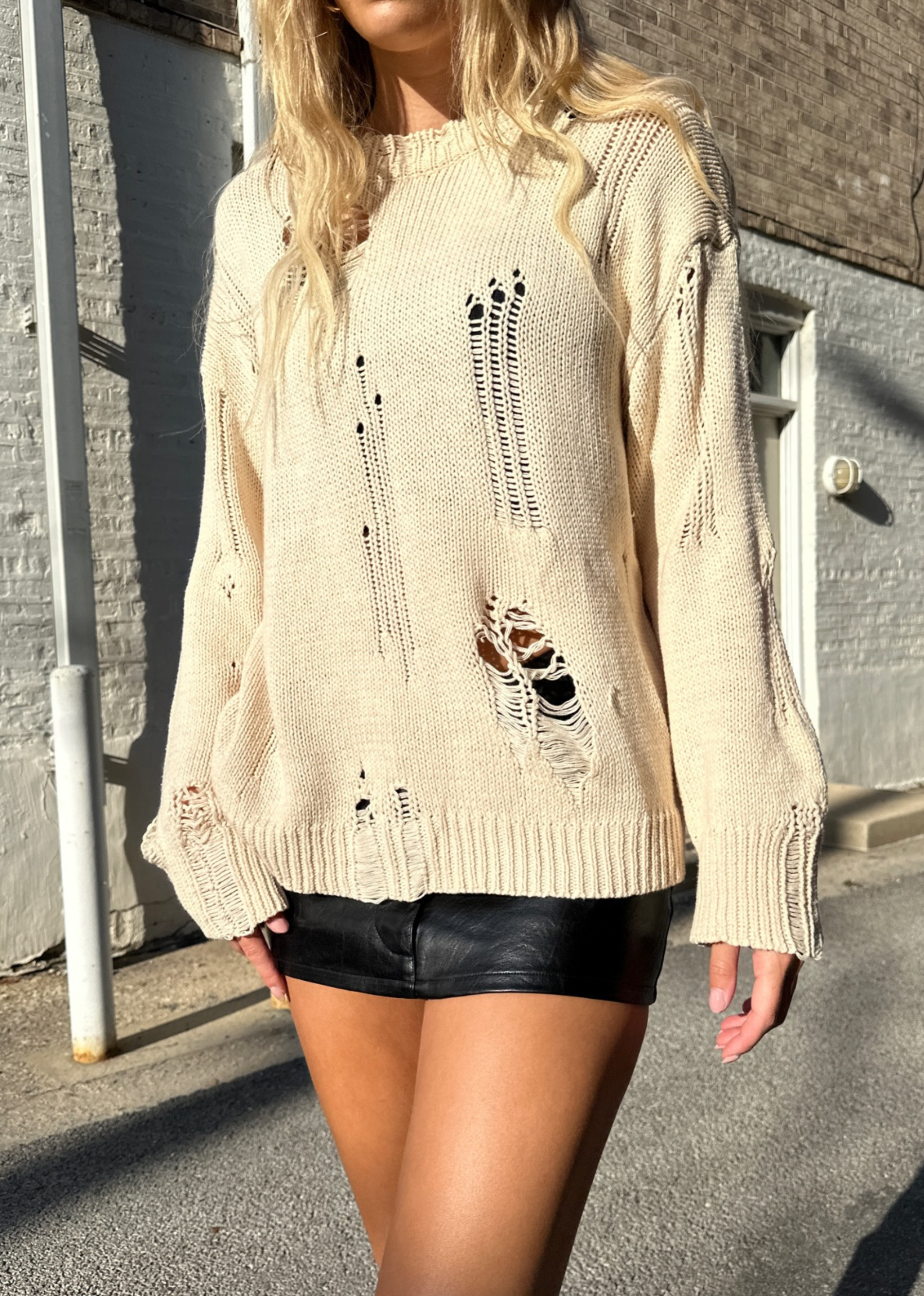 Overdue Sweater Cream Rock N Rags