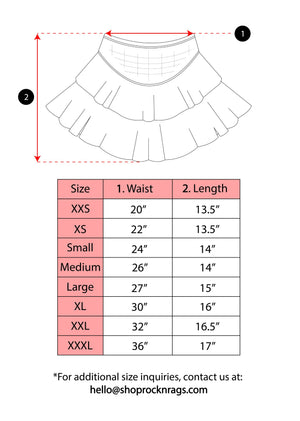 Coral Bright Fully Lined Two Tier Ruffled  Preppy Flowy Skirt with Smocked Waistband Stretchy and Built in Shorts Underneath - Rock N Rags