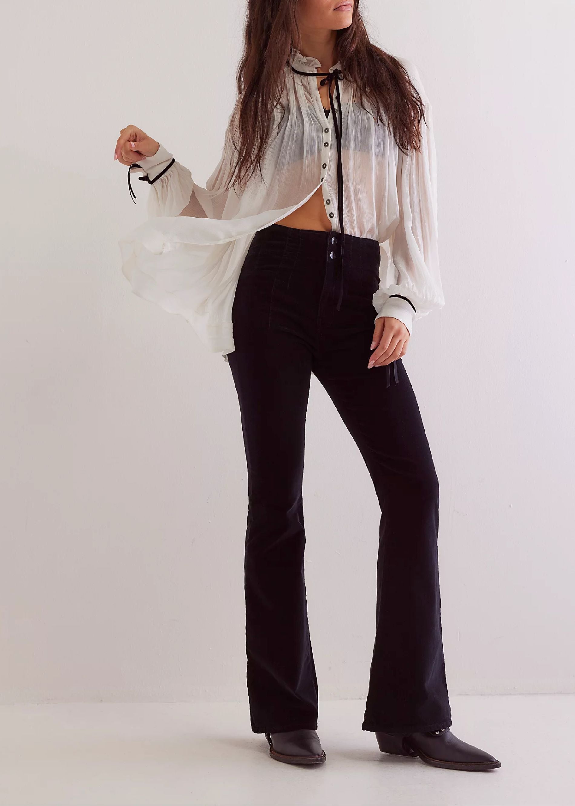 We The Free Jayde Cord Flare Jeans at Free People in Grey, Size: 31 S We The Free Jayde Cord Flare Jeans at Free People in Grey, Size: 31 S