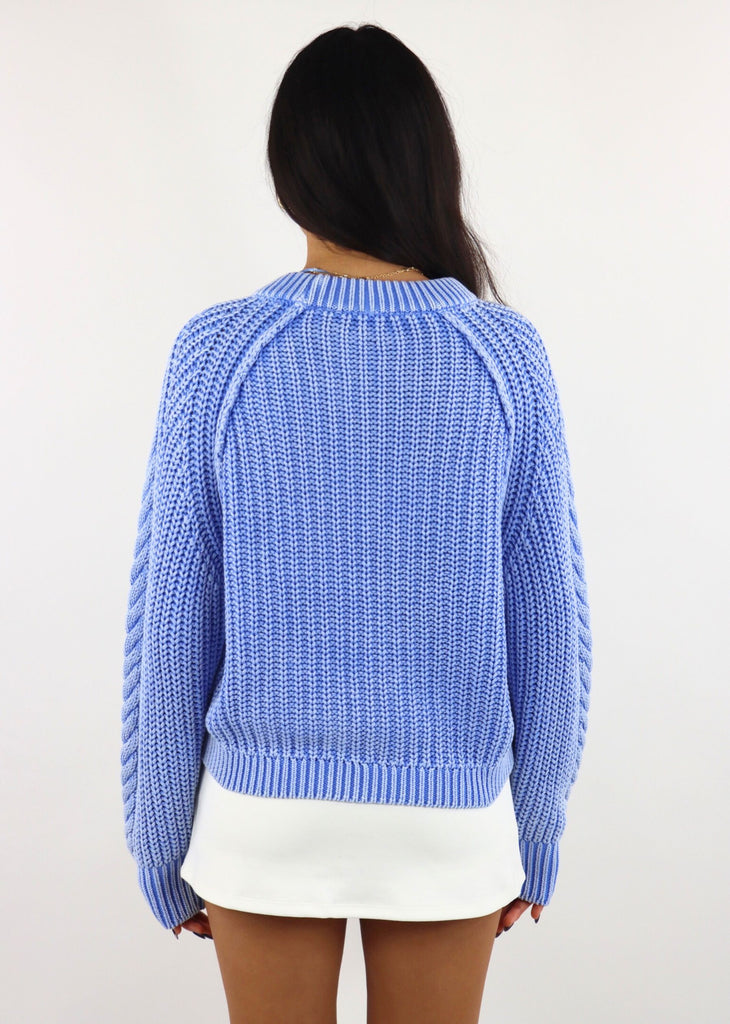 Free People Frankie Cable Knit Sweater ★ Light Blue
