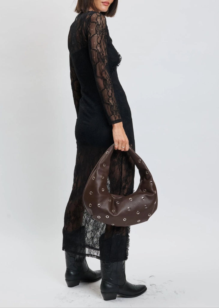 Grommet Shoulder Bag ★ Brown