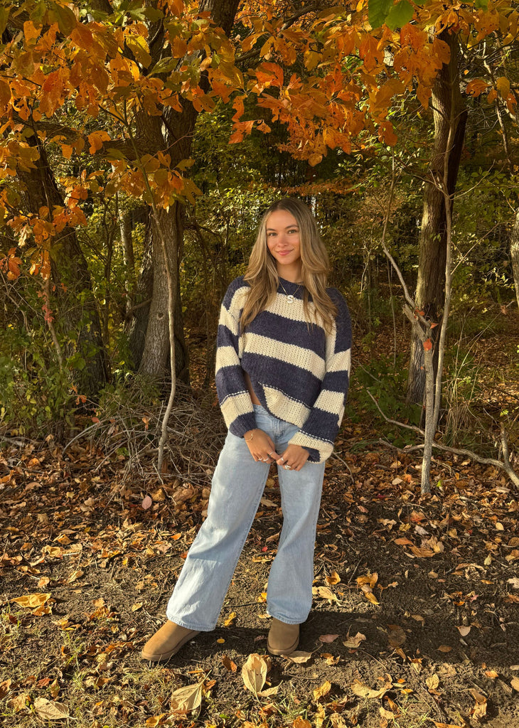 Best Time To Wear A Striped Sweater ★ Blue and Ivory