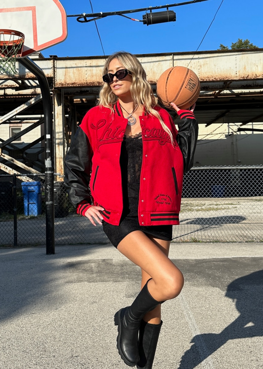 This City Bomber Jacket ☆ Red & Black – Rock N Rags