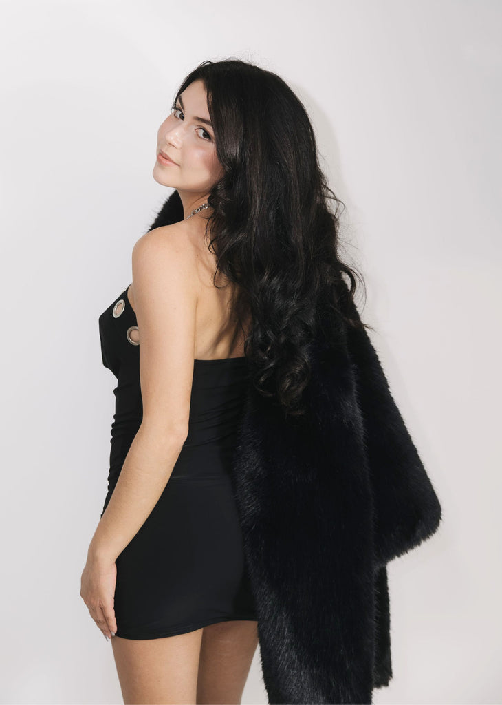 Free People Louder Please Fur Hooded Jacket ★ Black