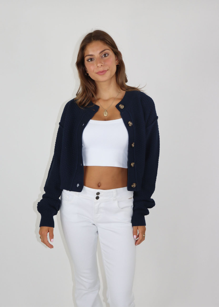 Free People Lila Crop Cardigan ☆ Navy – Rock N Rags