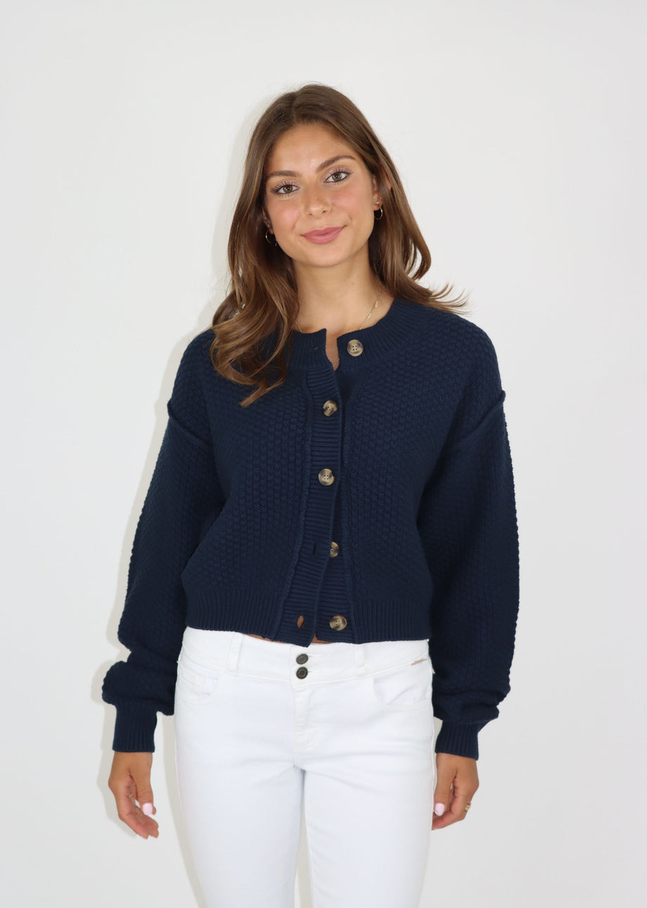 Free People Lila Crop Cardigan Navy Rock N Rags