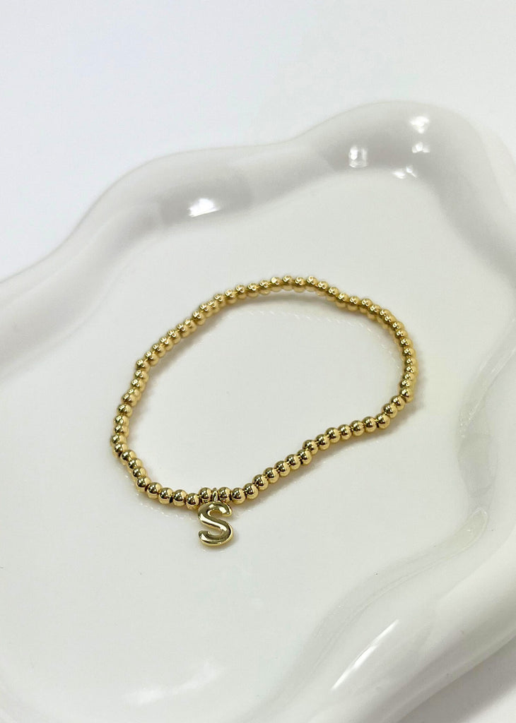 Beaded Initial Bracelet ★ Gold