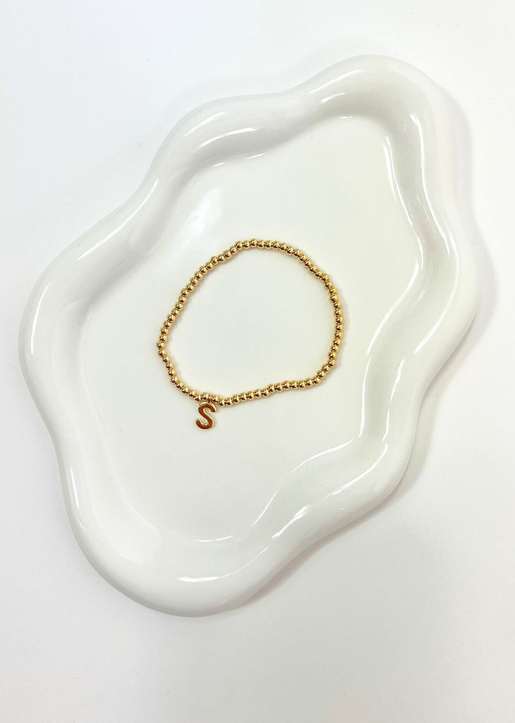 Beaded Initial Bracelet ★ Gold