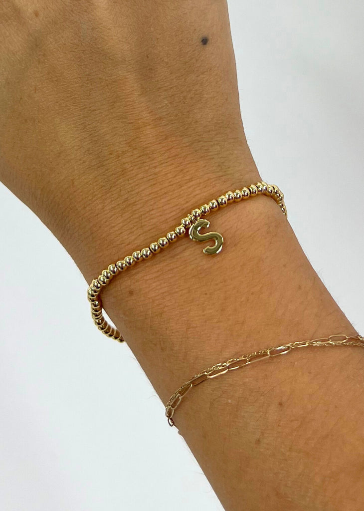 Beaded Initial Bracelet ★ Gold