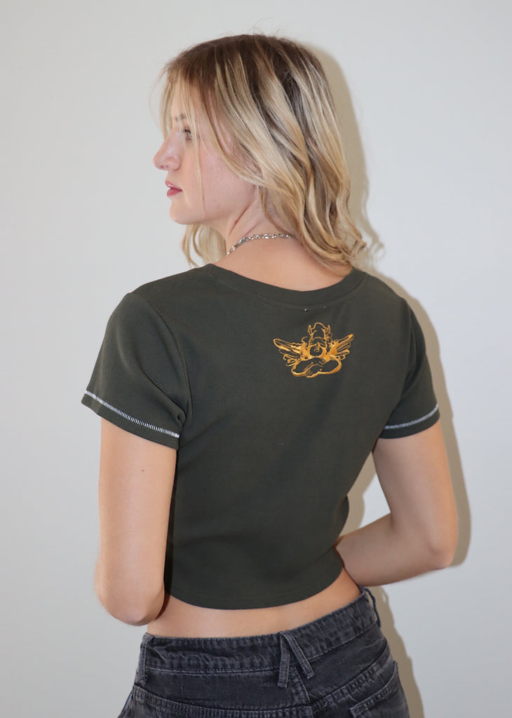 Boys Lie Washed Up Cropped Tee ★ Olive