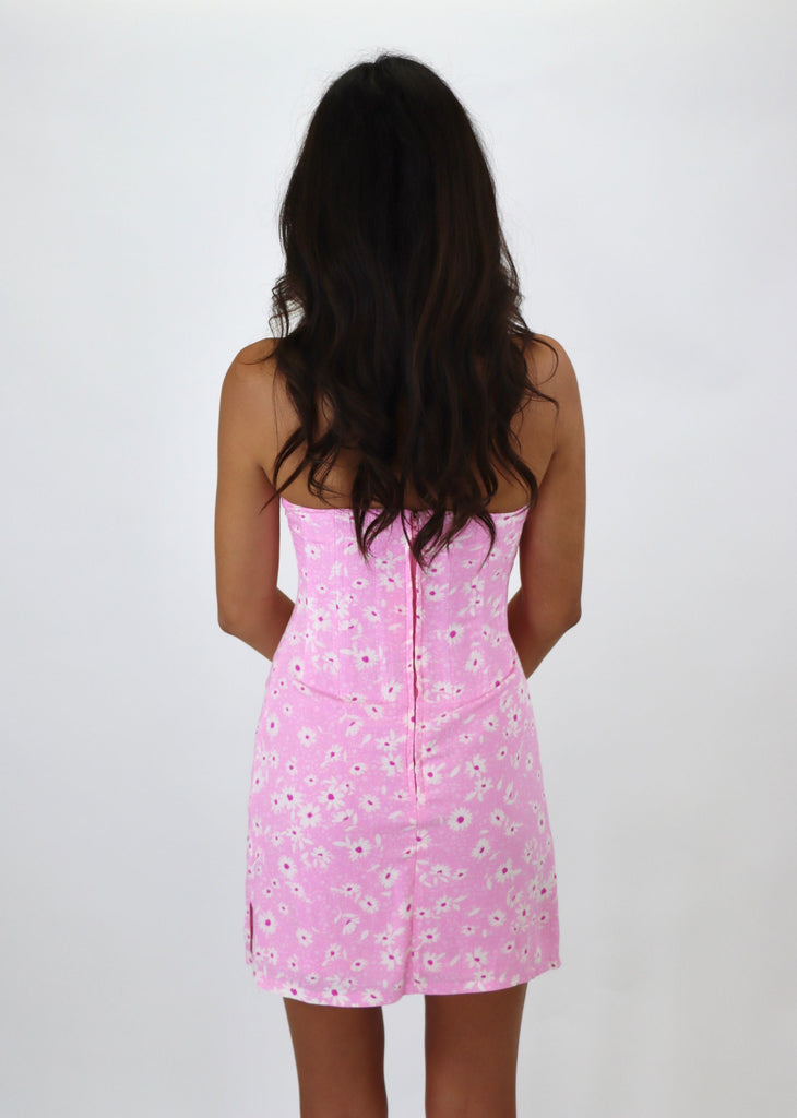 The Diner Strapless Mini Dress ★ Pink Floral