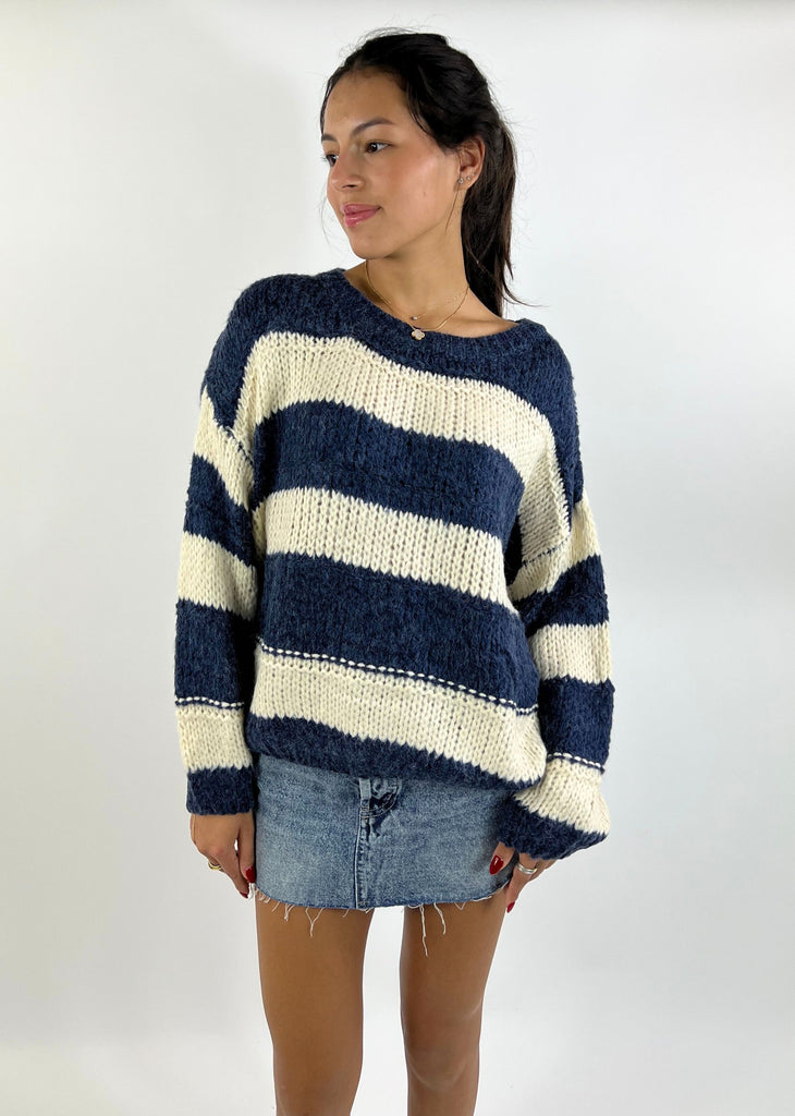 Best Time To Wear A Striped Sweater ★ Blue and Ivory